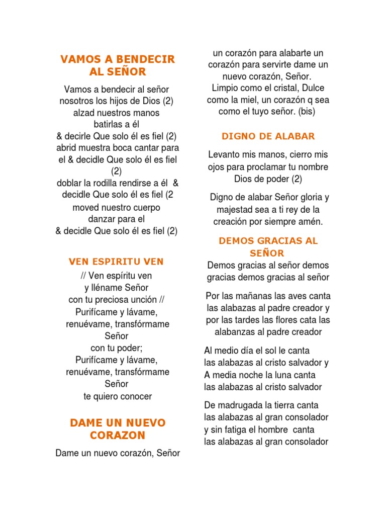 Vamos A Bendecir Al Senor Digno De Alabar scribd