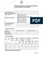 Questionnaire For Stakeholder Consultations On "State and Central Taxes and Levies On Export Which Are Not Neutralised"