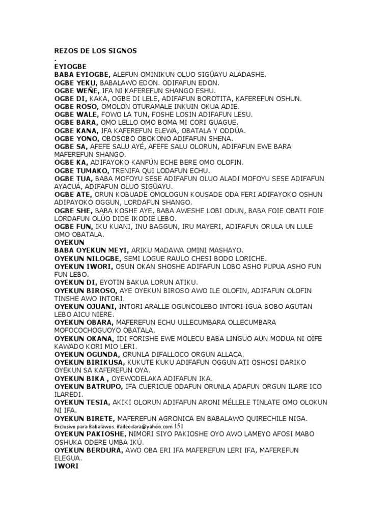 Rezos de Los Signos de Ifa | PDF | Santeria | Deidades