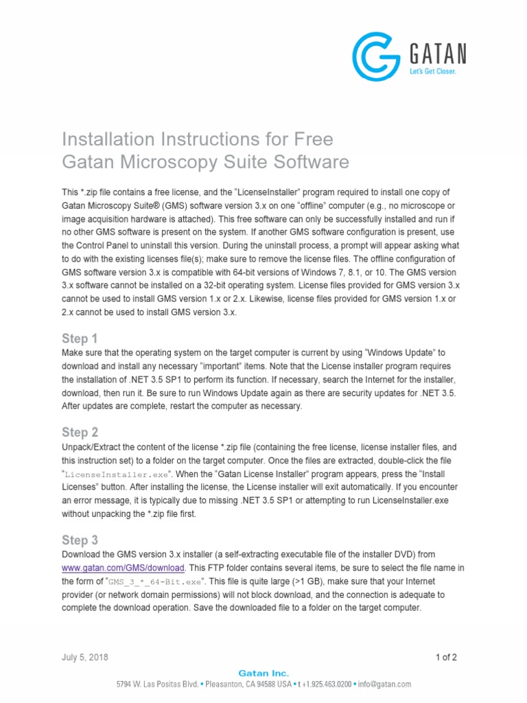 Gatan Microscopy Suite Installation Guide | PDF | Installation ...