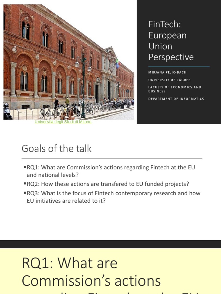 EU FinTech Initiatives & Impact | PDF | Financial Technology | Finance ...