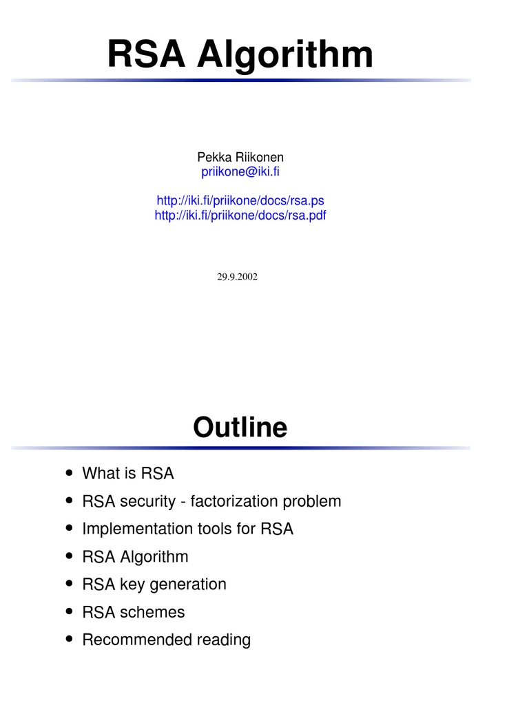 RSA Algorithm | PDF