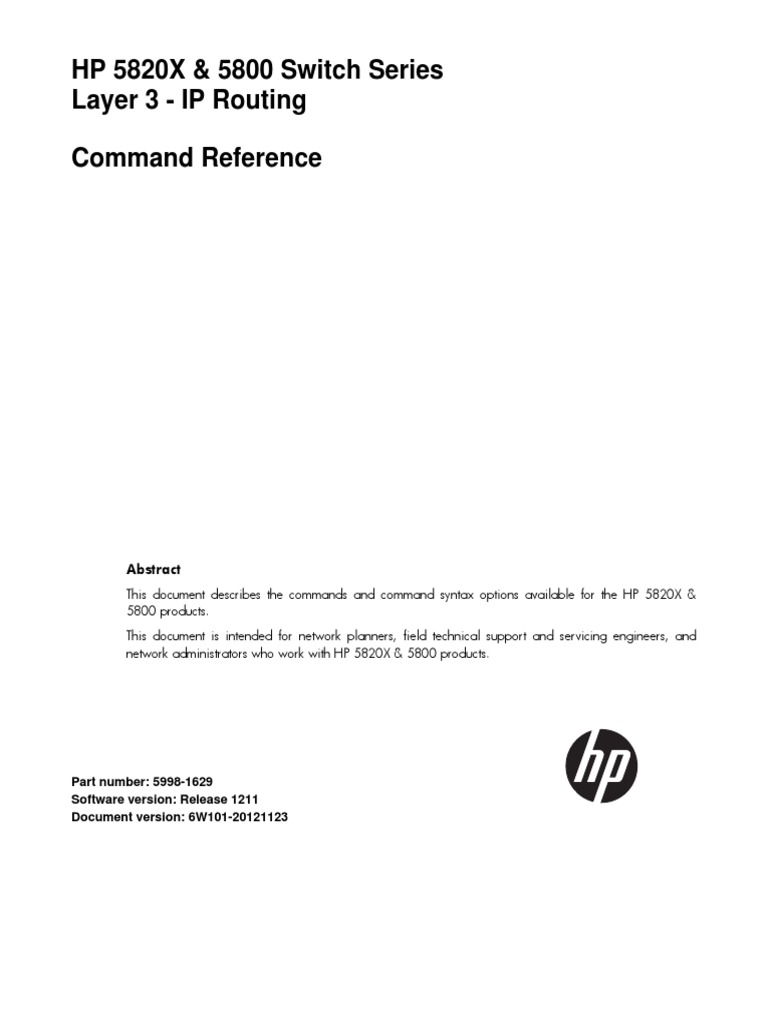 HP 5820X & 5800 Switch Series Layer 3 IP Routing Command Reference