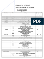 Mati North District School Calendar of Activities SY 2019-2020
