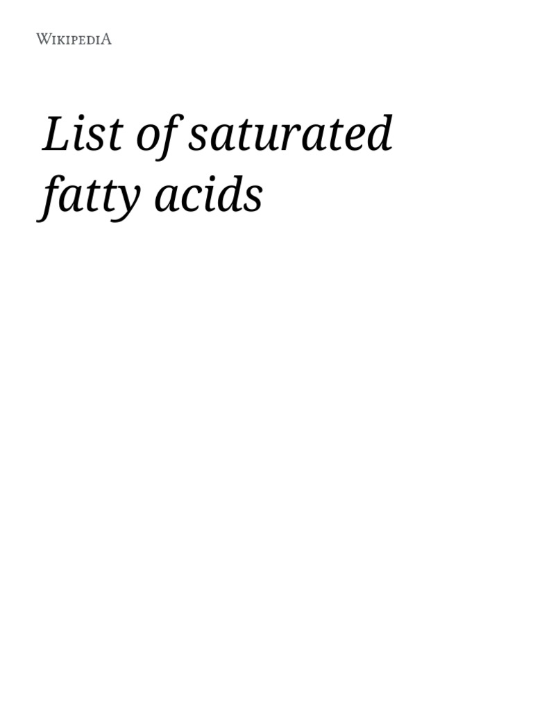 List of Saturated Fatty Acids Wikipedia Download Free PDF Organic