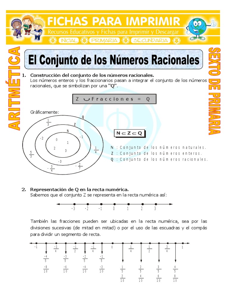 Conjunto de Los Números Racionales Para Sexto de Primaria