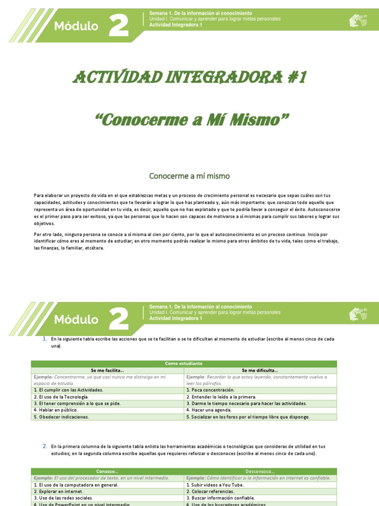 Integradora 1 Modulo 2 | Plan de estudios
