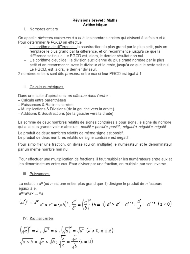 Fiches de révision Maths Brevet 3ème | PDF | Triangle | Nombre