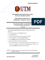 Universiti Teknologi Malaysia Faculty of Education Mid-Term Examination