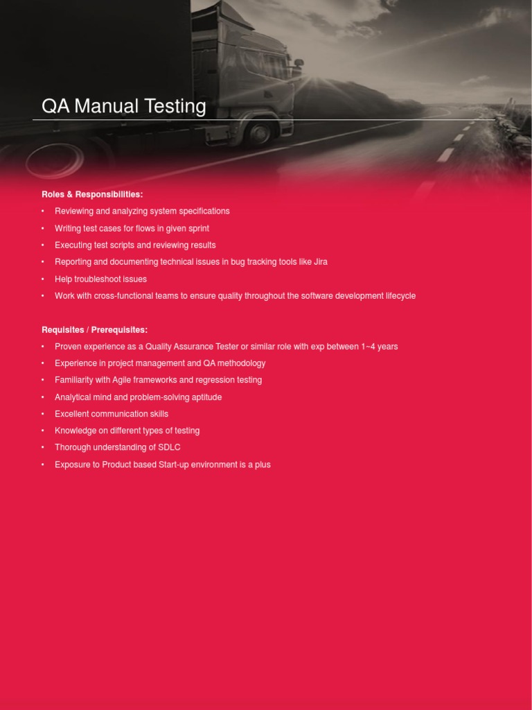 QA Manual Testing: Roles & Responsibilities | PDF