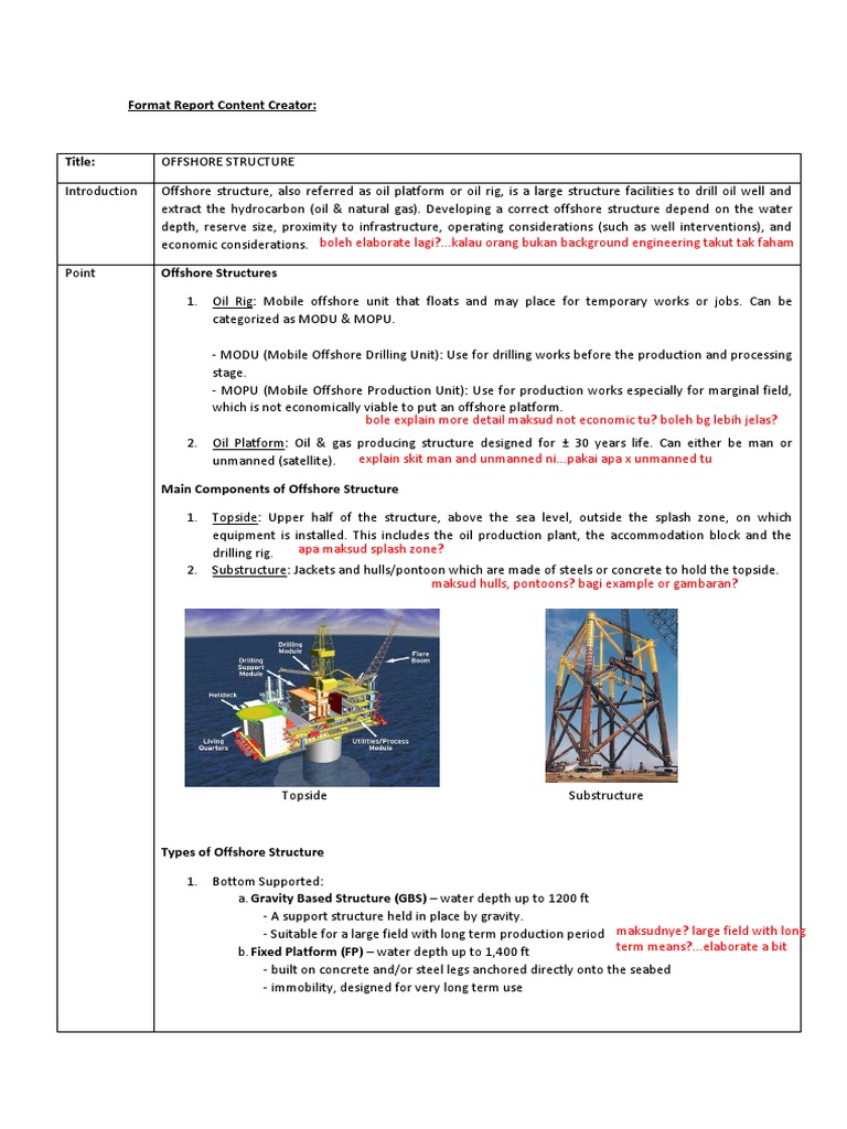 Types of Offshore Structures Explained | PDF | Offshore Drilling ...