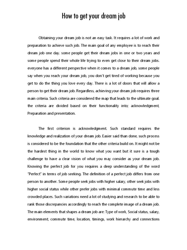 How To Get Your Dream Job | PDF | Goal | Employment