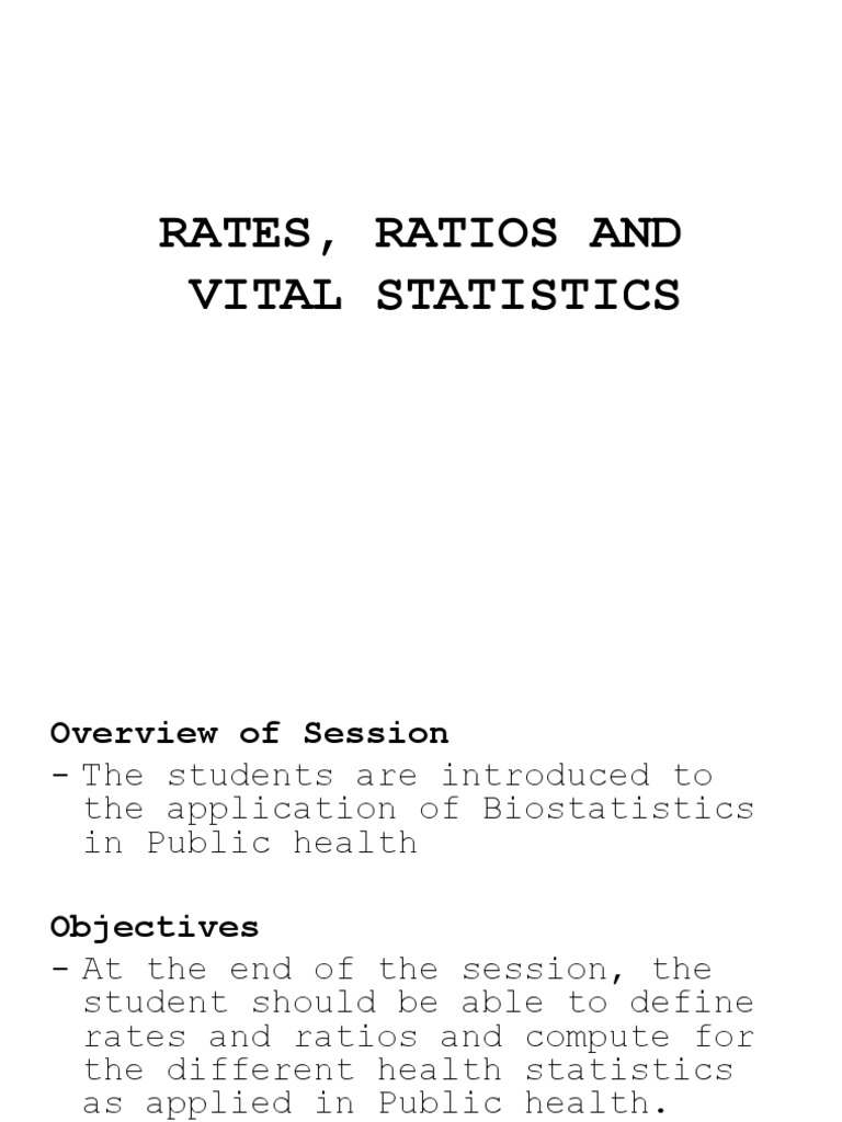 Week 4 Rates, Ratios and Vital Statistics PDF Prevalence Incidence (Epidemiology)