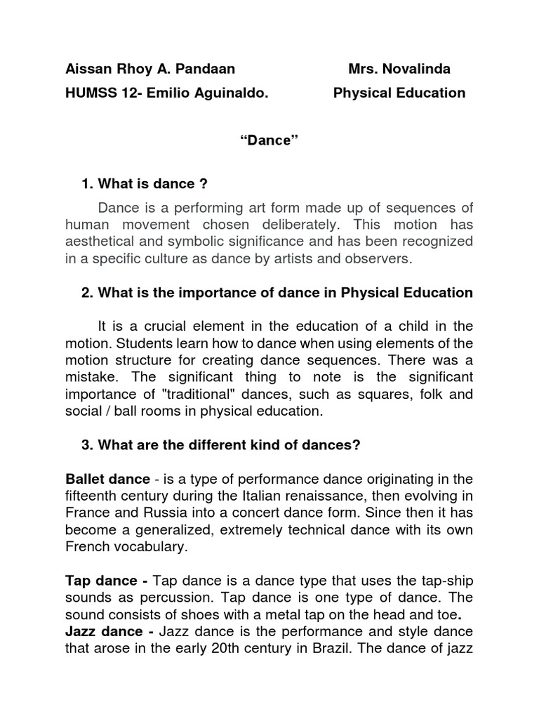 The Importance of Dance in Physical Education and the Different Kinds