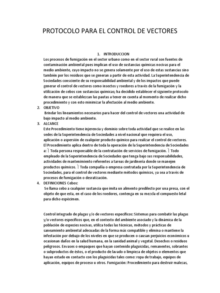 Protocolo para El Control de Vectores | PDF | Pesticida | Plaga (organismo)
