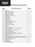 List of Instruments of Pharmacognosy Labs.: Serial No. Name of The Instrument Quantity