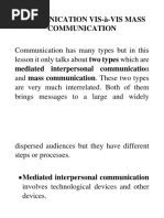 Communication Vis-À-Vis Mass Communication