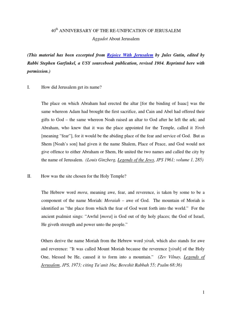 Aggadot About Jerusalem | PDF | Second Temple | Abraham