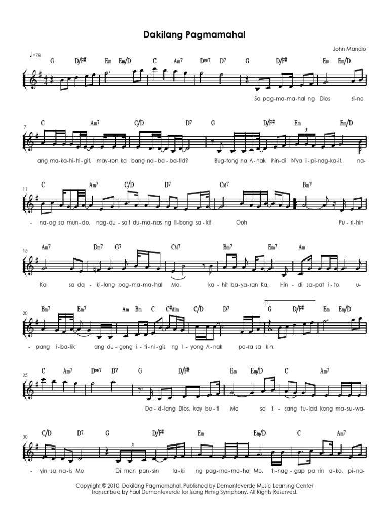 Dakilang Pagmamahal Melody Pdf Pdf