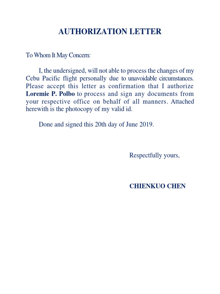 Authorization Letter for Flight Changes | PDF | Business