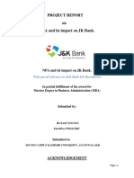 Project Report On NPA and Its Impact On JK Bank