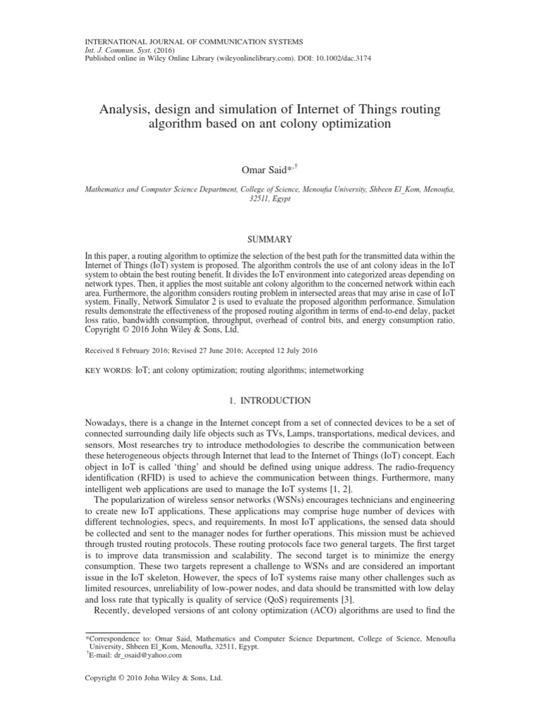 Internet of Things | PDF | Routing | Wireless Sensor Network