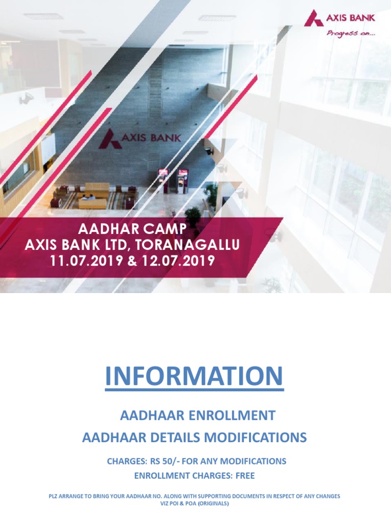 Aadhar Camp Axis Bank LTD, Toranagallu 11.07.2019 & 12.07.2019 PDF