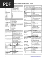 O Level Physics Formula Sheet