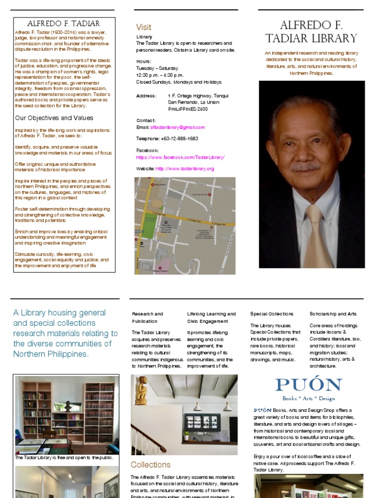 Alfredo F. Tadiar Library Brochure PDF Libraries Philippines
