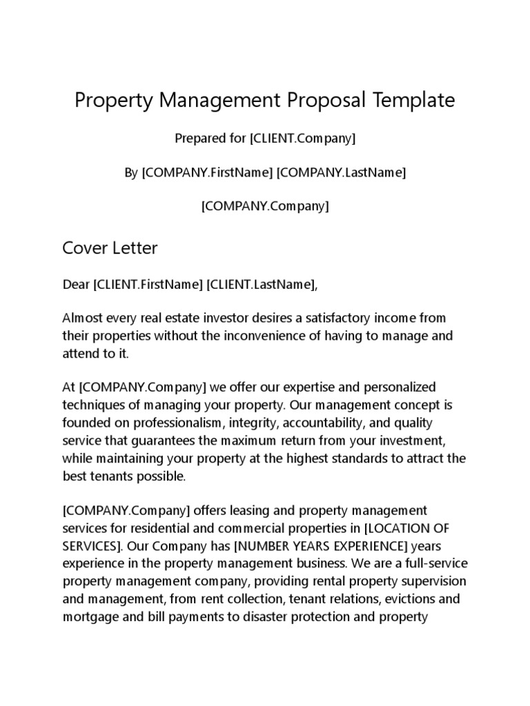 Property Management Proposal Template | PDF | Property Management ...
