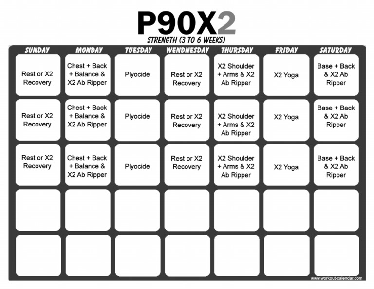 P90X2 Workout Schedule - Month 2 | PDF