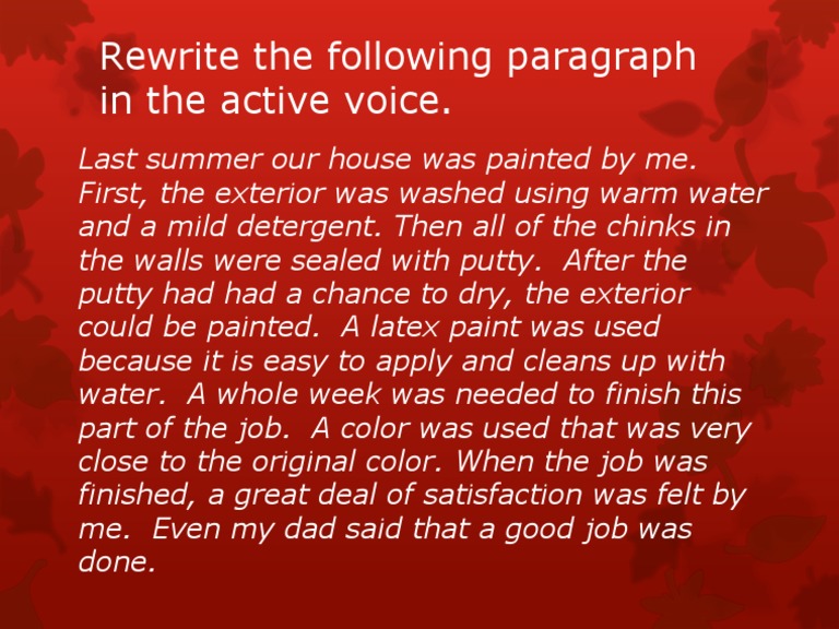 Active and Passive Voice Paragraph HW | PDF