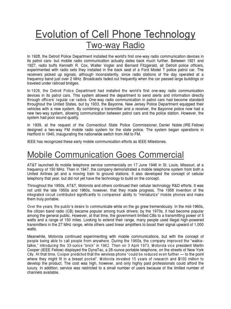 History of Cell Phone Technology | PDF | Radio | Mobile Phones