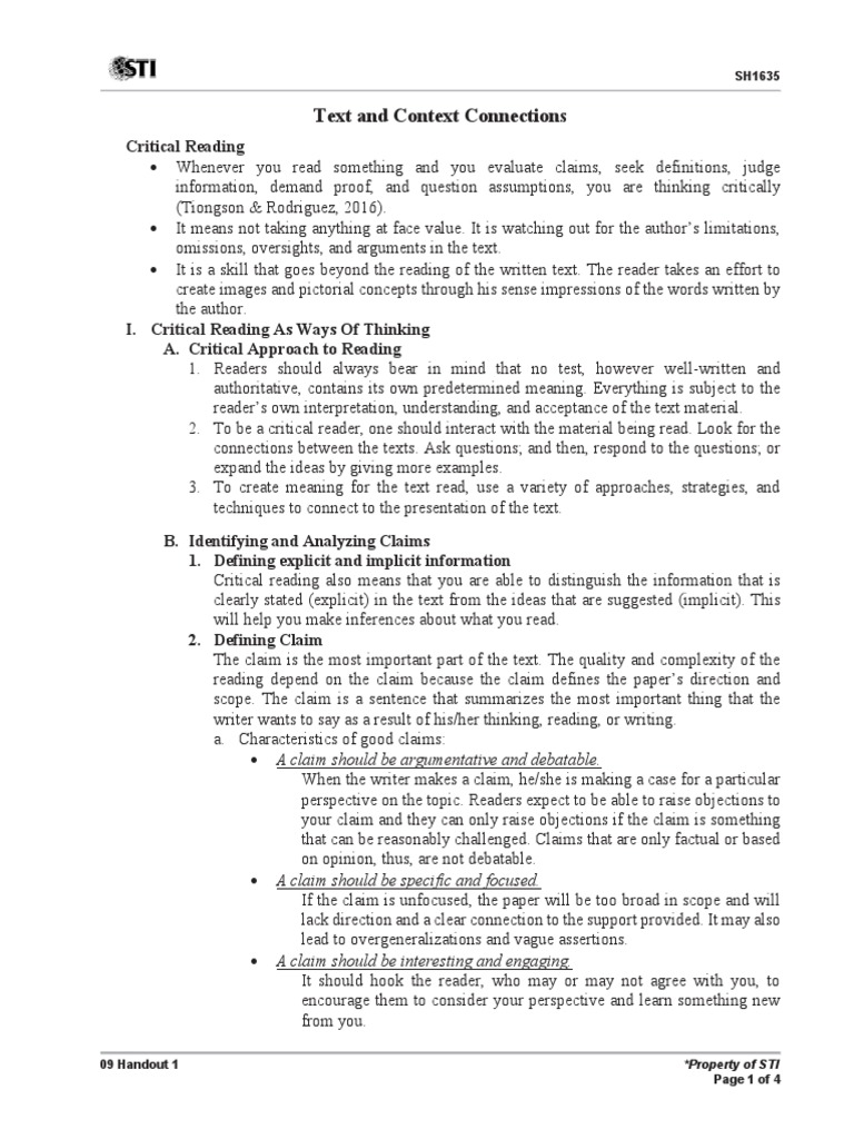 Mastering Critical Reading Skills | PDF | Argument | Philosophical ...