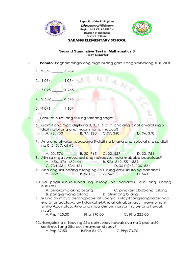 Second Summative Test q1 | PDF