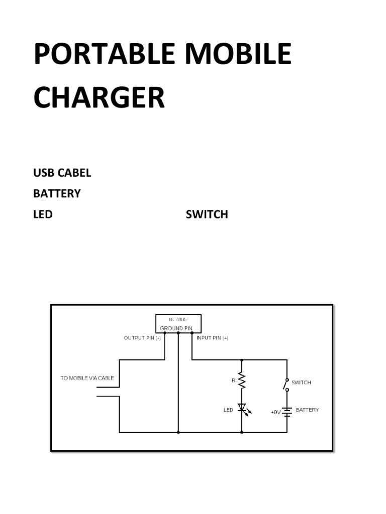 Portable Mobile Charger Usb Cabel Battery Led Switch PDF
