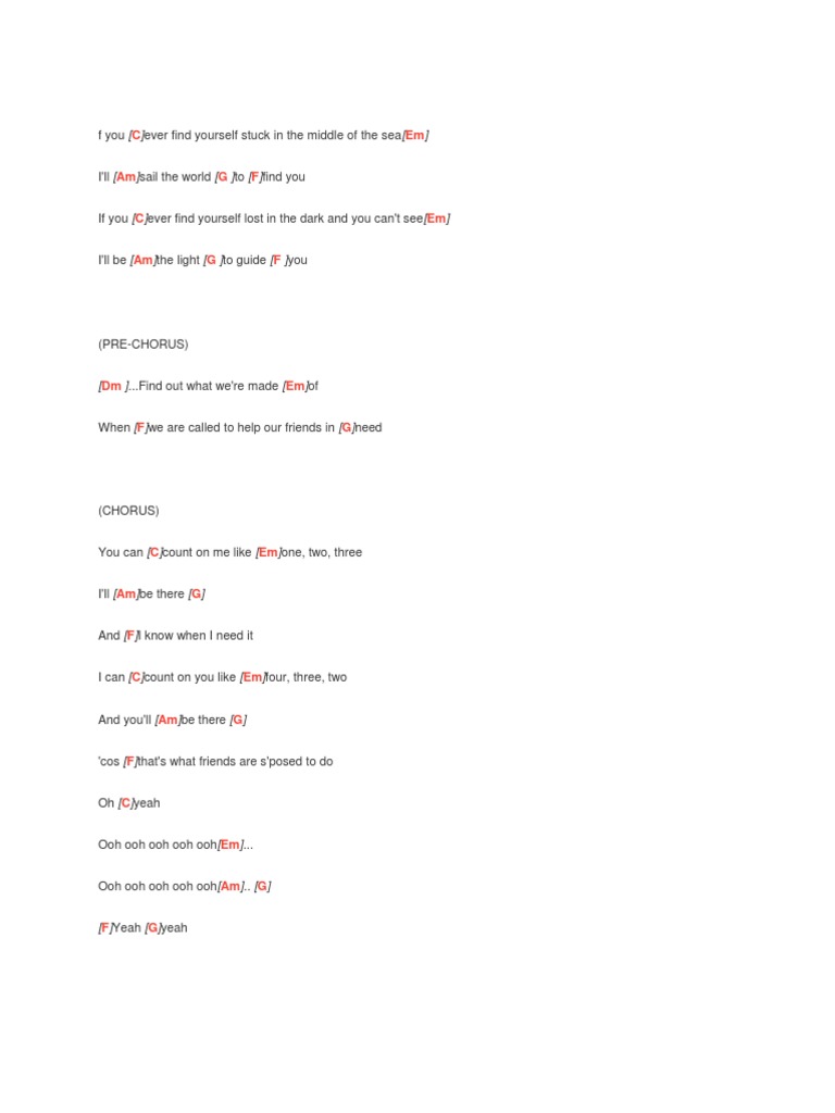 Count On Me (Ukulele Chords) PDF Song Structure Singles