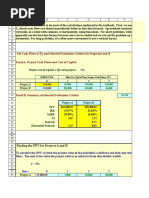 Net Cash Flows (CF) and Selected Evaluation Criteria For Projectsa and B