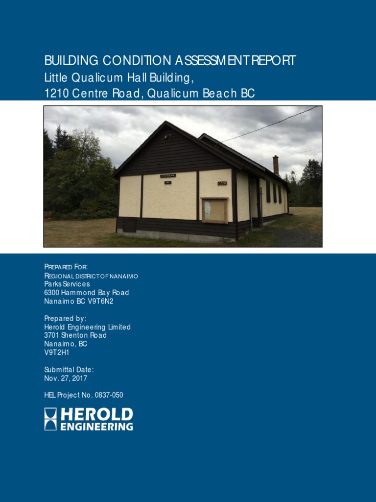Little Qualicum Hall Condition Report | PDF | Wall | Economic Sectors