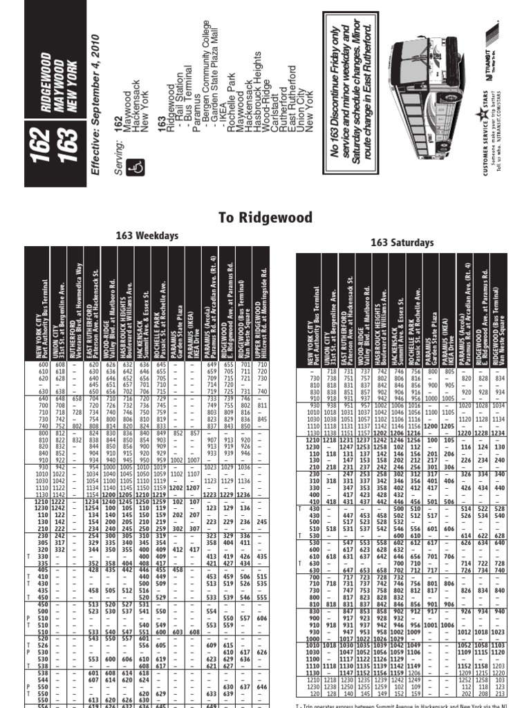 Nj Transit Bus Schedules Examples and Forms