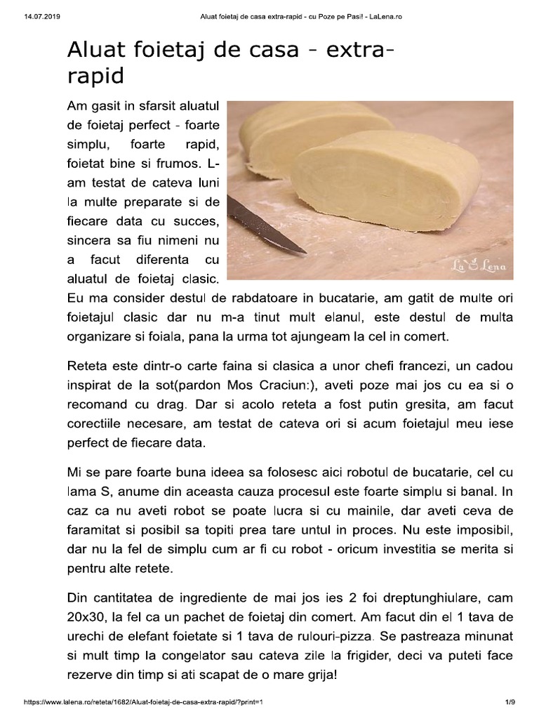 Aluat Foietaj De Casa Extra Rapid Cu Poze Pe Pasi Lalena