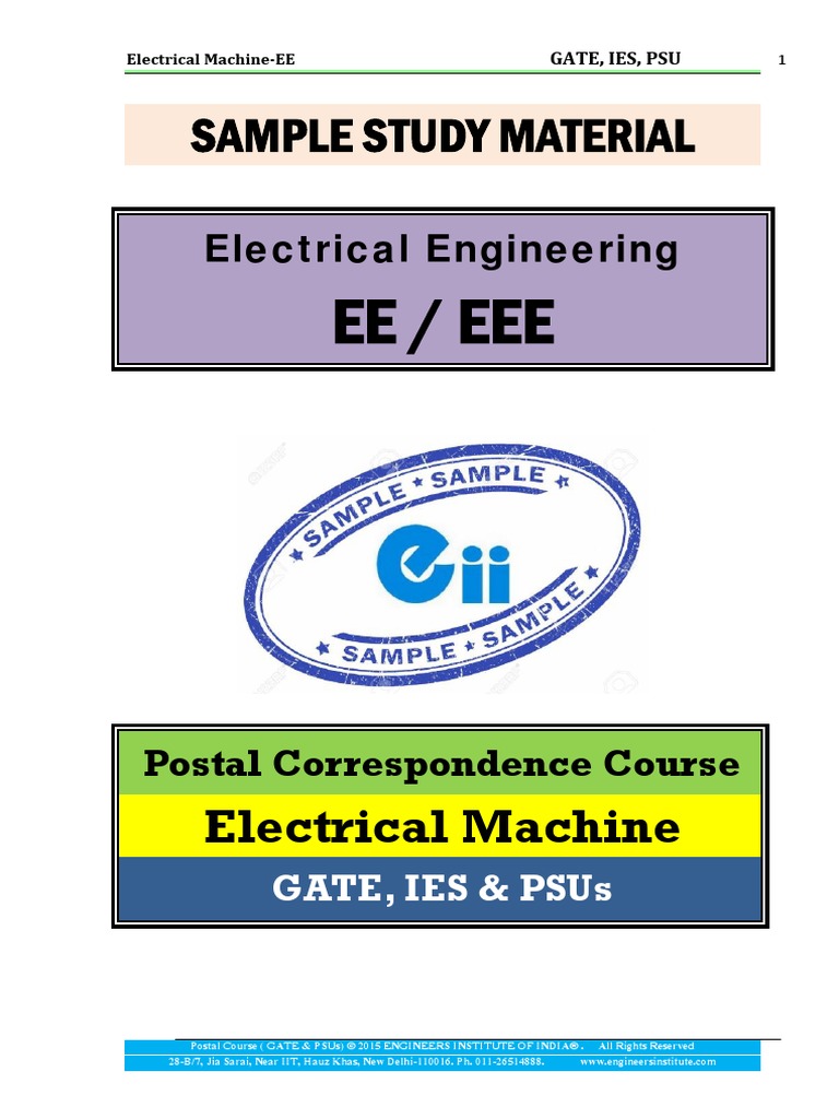 Sample Study Material: Ee / Eee | PDF | Electric Generator ...