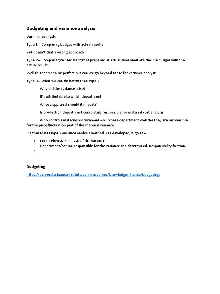 Budgeting and Variance Analysis | PDF