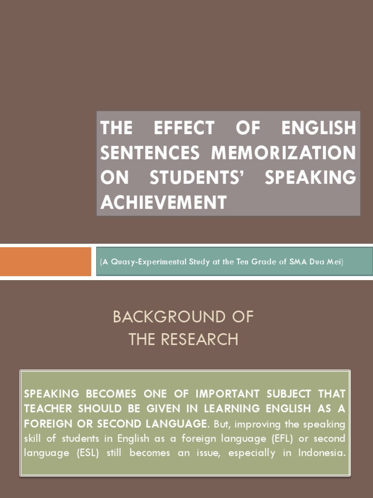 Impact of Sentence Memorization on Speaking | PDF | English As A Second ...
