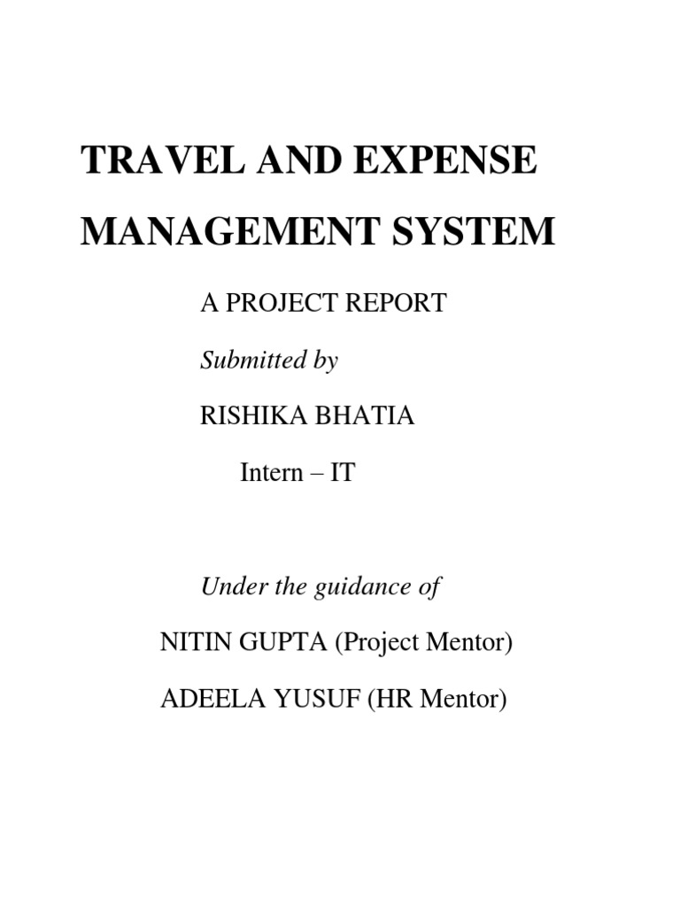 Travel and Expense Management System A Project Report PDF Software