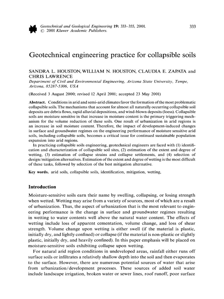 Geotechnical Engineering Practice For Collapsible Soils | PDF | Soil ...