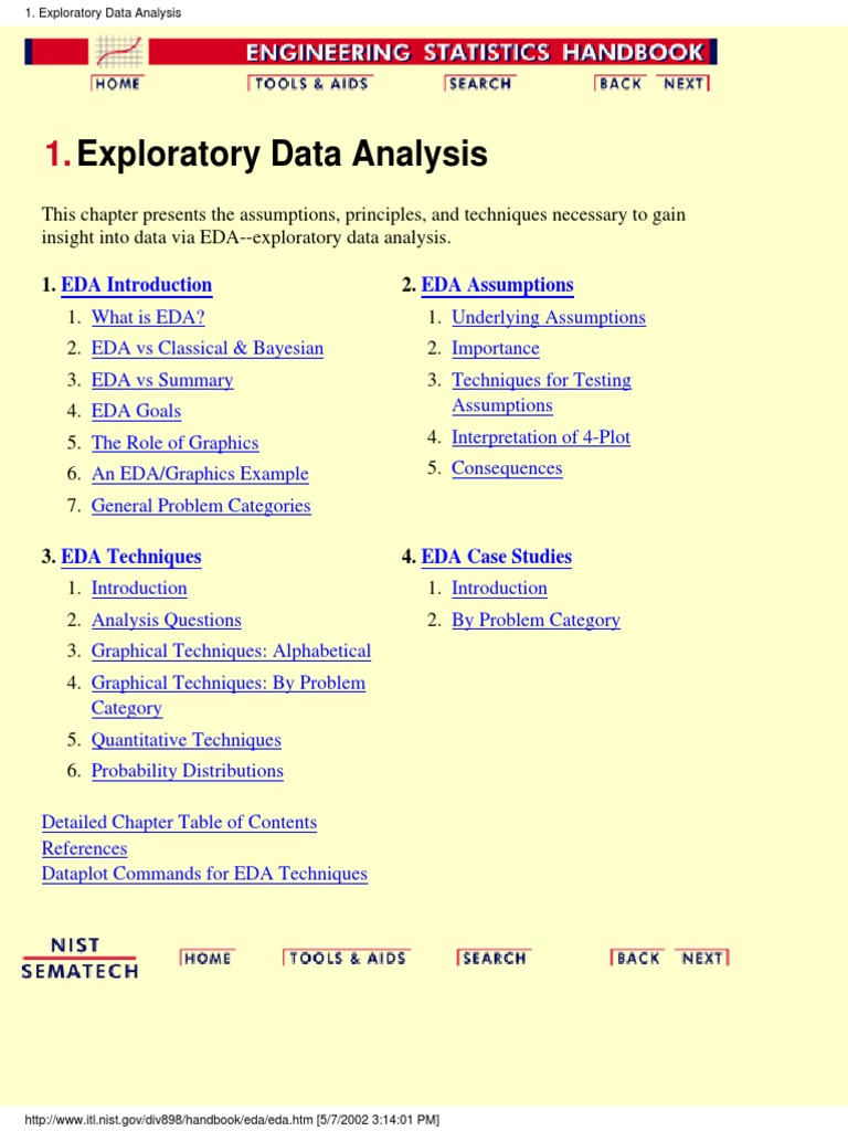 Exploratory Data Analysis Engineering Statistics Handbook PDF ...