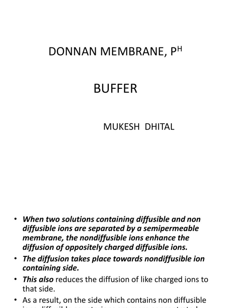 Donnan Membrane Equilibria | PDF | Buffer Solution | Acid Dissociation ...