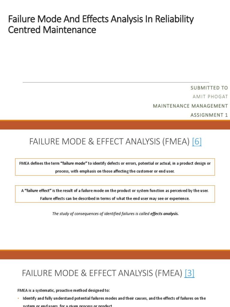 Failure Mode and Effects Analysis in Reliability Centered | PDF ...