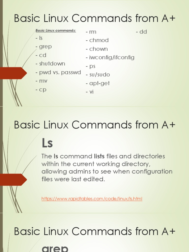 Basic Linux Commands From A+ | PDF | Utility Software | Unix